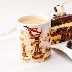 Chess Mug: Coffee Lover Gift, Chess Game Pieces