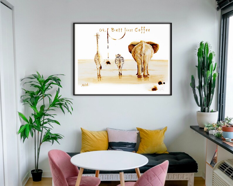 Kitchen Decor, Butt first coffee, Humoristic print, College student gift, Lounge coffee corner, gastroenterologist gift, Coffee bar decor image 2