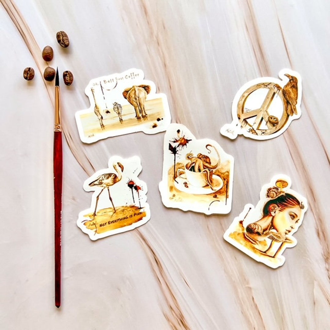 ⭐️ Cool Laptop Stickers, Butt First Coffee, Sticker Bundle