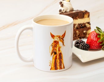 Horse Coffee Mug: Original Coffee Painting, Equestrian Gift
