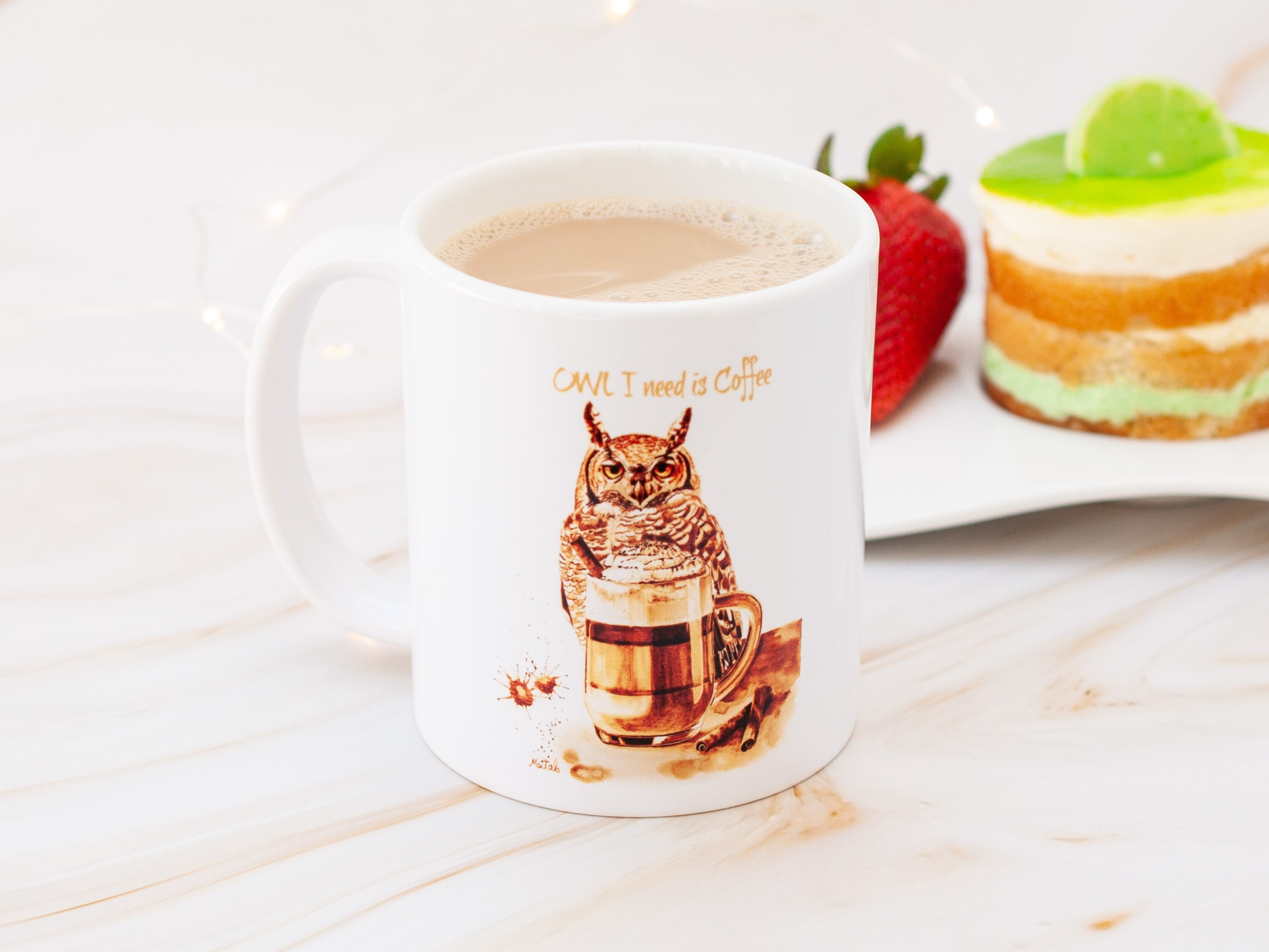 Owl coffee Mug, Cool coffee mugs, 11oz Ceramic coffee cup, Owl Artwork,  Barn owl, cool owl cup, owl themed gifts, Funny coffee mug