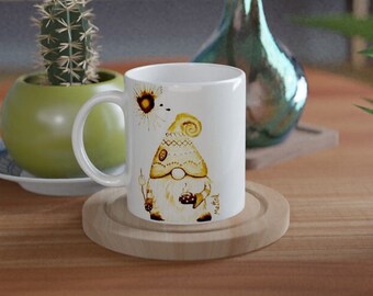 gnome coffee mug, Cute gnome, Coffee gnome, autumn gnome, gnome decor, camping gnome, dwarf mug, gnome lover gifts, hot cocoa cup,