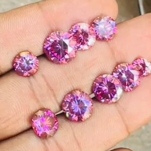 Exquisite Natural Lab-Grown Pink Moissanite Round Cut - Passes Diamond Tester | Inaya Gems Moissanite