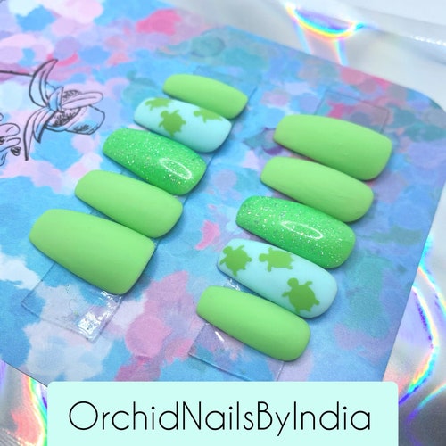 Mint Green Press on Nails Fake Nails False Nails Green Etsy