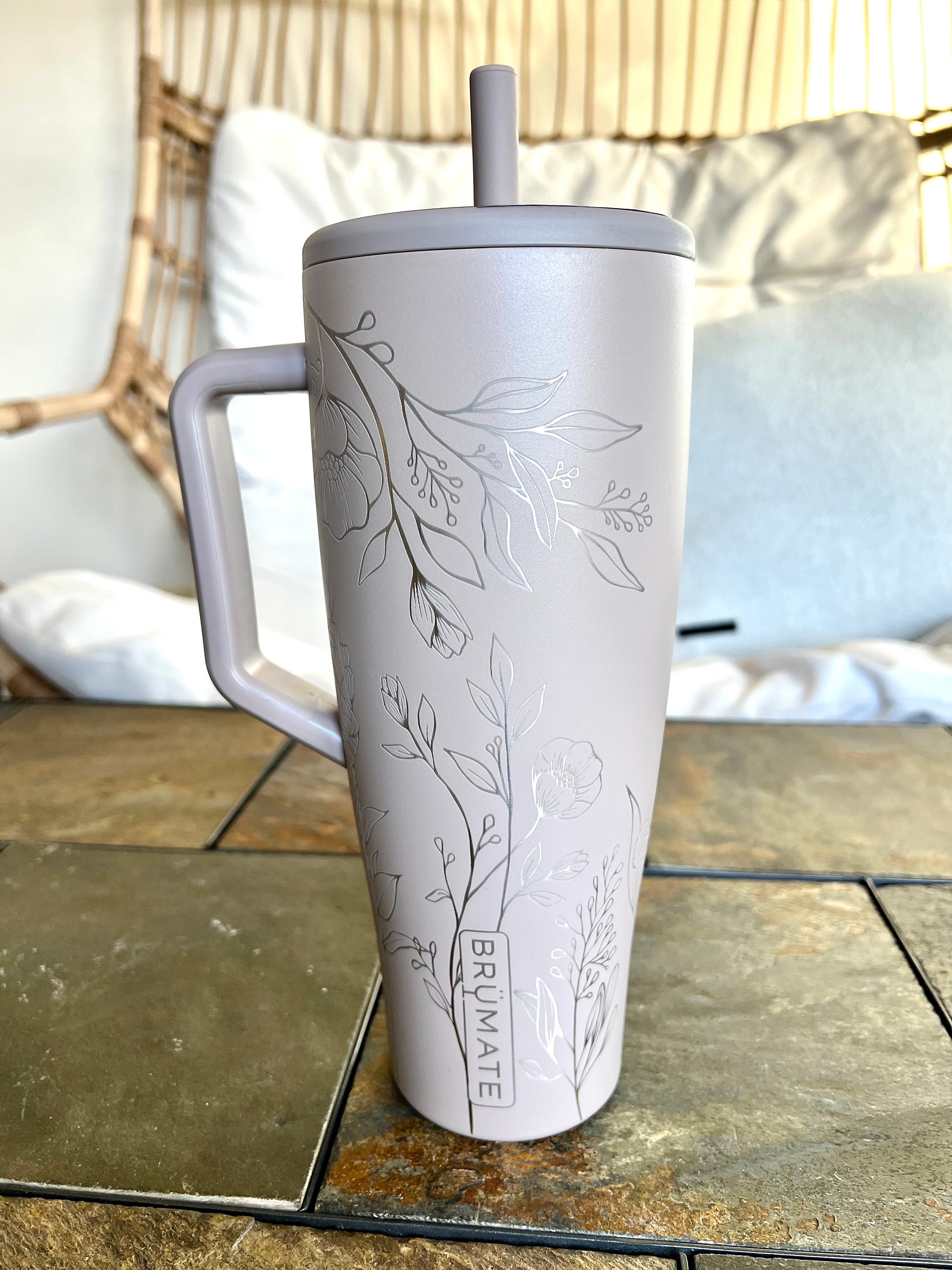 Floral Engraved 40oz Brumate Era Tumbler, Floral Engraved Era, 40oz Tumbler  With Handle, Engraved Tumbler, Custom Brumate Era 