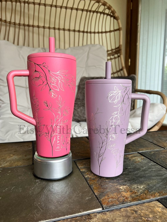 Floral Engraved 40oz Brumate Era Tumbler, Floral Engraved Era, 40oz Tumbler  With Handle, Engraved Tumbler, Custom Brumate Era 