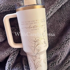 Engraved Stainless Steel Stanley 40oz Tumbler with Bible Verse