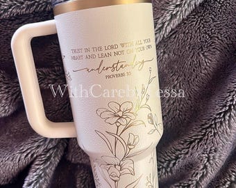 Vaso Stanley de acero inoxidable grabado de 40 oz con versículo bíblico