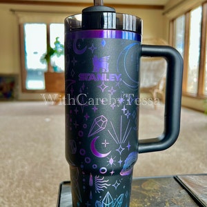 Aura Engraving with Gemstones, Moons, Stars and More on Stanley Tumbler Cup, 40 & 30oz sizes