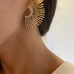 Sun rays stud earring 18K gold Stainless steel statement earrings