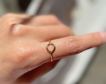 Gold stackable ring for women * halo thin ring * minimalistic jewelry * boho sterling silver ring