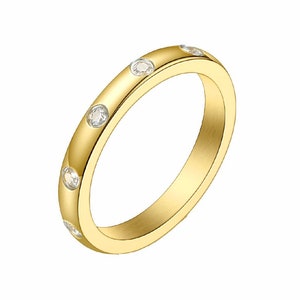 Delicate Ring in gold for women * Stackable rings * zircon band ring * anniversary ring