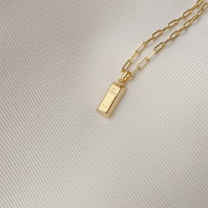 Collier pendentif lingot d&#39;or pour femme, collier briques d&#39;or, collier en argent sterling 925, chaîne en or vermeil