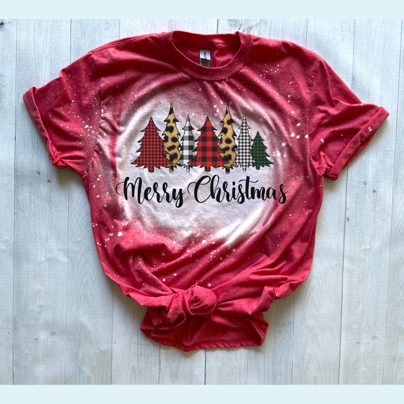 Merry Christmas TshirtGraphic TshirtBleached ShirtChristmas image 1