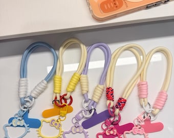 Correa de muñeca para teléfono Hello Kitty - Colgante de nailon hecho a mano