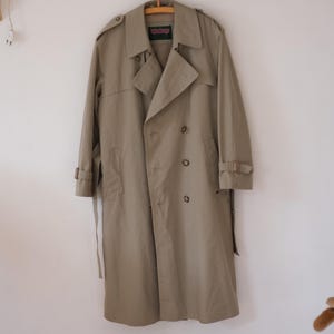 Vintage beige trenchcoat met wollen voering winterjas