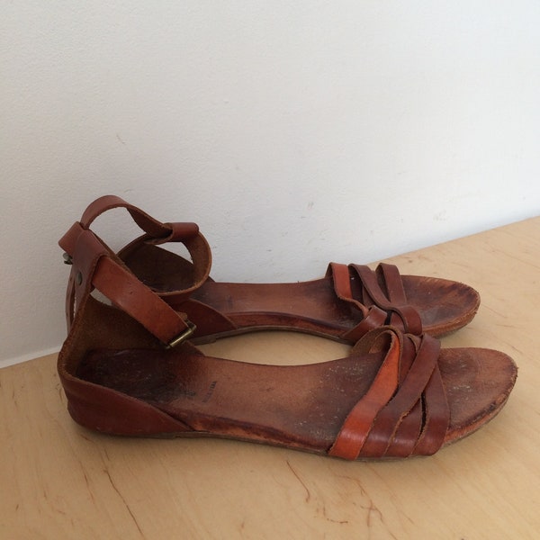 Vintage Leather Strappy Sandals Size 8.5 EU39