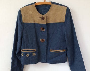 Vintage Linen-Suede Jacket Traditional Folk jacket