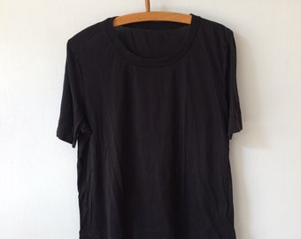 Vintage Black Silk T shirt Tee Top Blouse