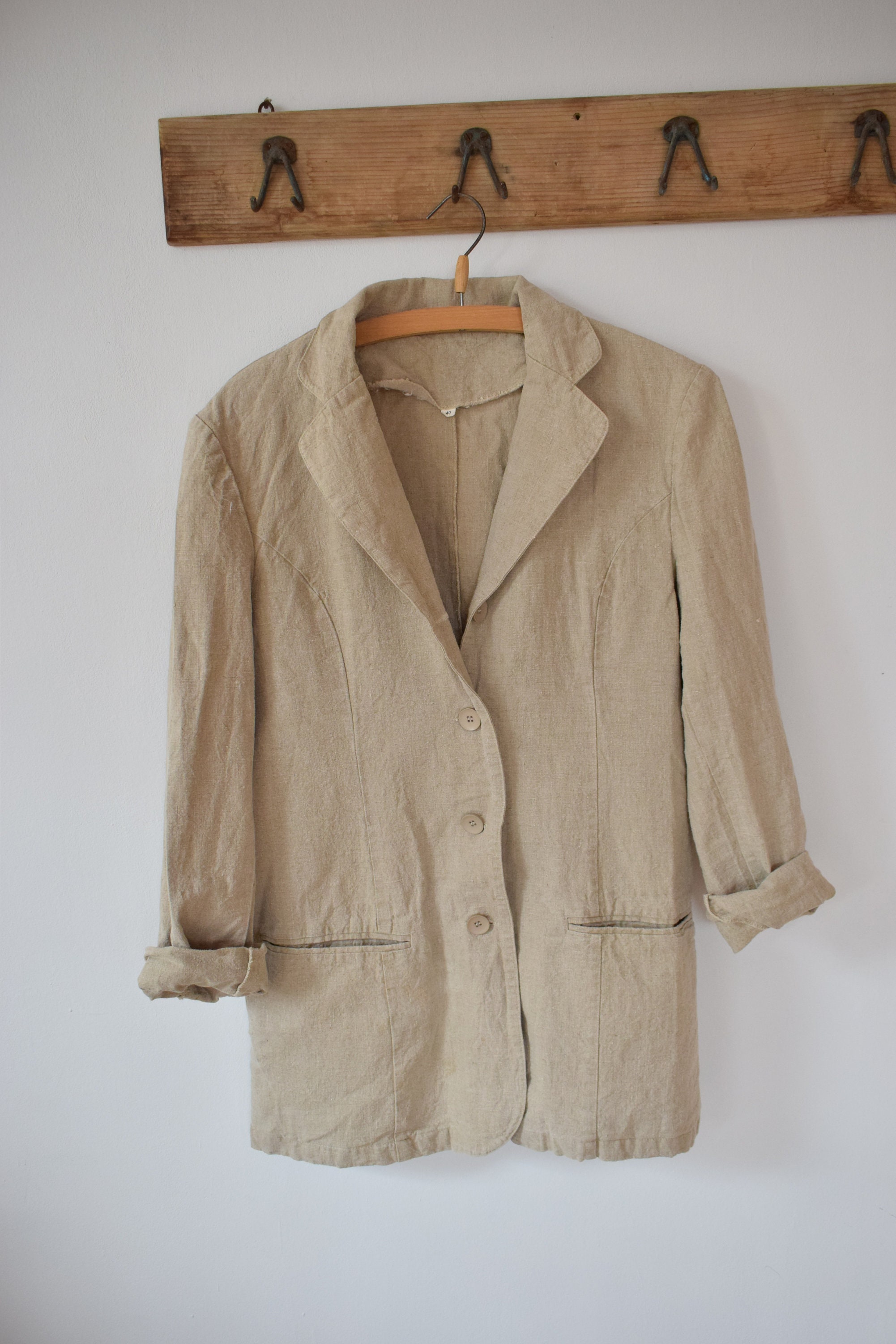 Vintage Raw Linen Women's Blazer Suit Jacket - Etsy UK