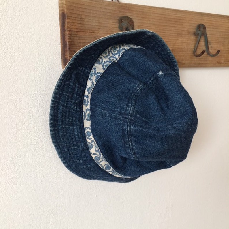 Vintage Denim Bucket Hat Sun Hat Cotton Etsy