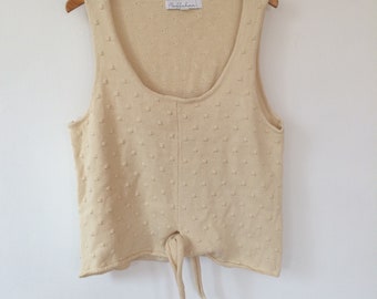 Vintage Pom Pom Knitted Tank top Cotton top