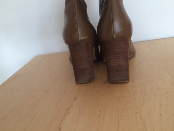 Vintage Brown Leather Square Toe Ankle Boots - image 7