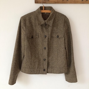 Vintage Wool Jacket Brown Checked Shirt Jacket