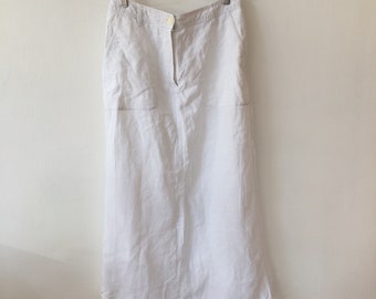 Vintage White linen Maxi Skirt