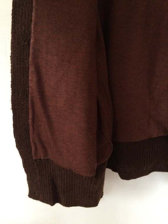 Vintage Wool Brown Handknitted Cardigan Geometric… - image 9