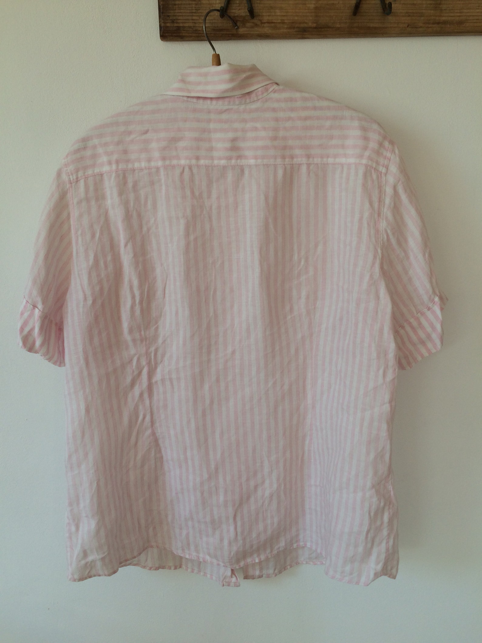 Vintage pink and white striped knitted zip up