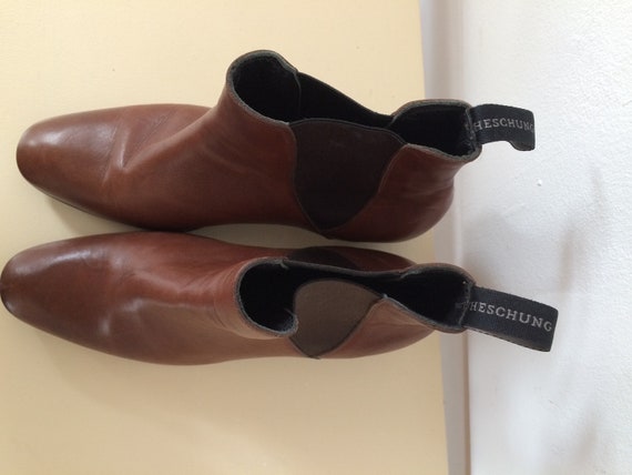 Vintage HESCHUNG Real Leather Brown Ankle Boots W… - image 3