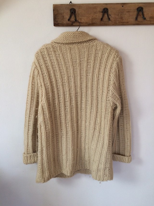 Vintage Wool Knitted Coat Coatigan Beige Knit Cardigan Folk - Etsy Canada