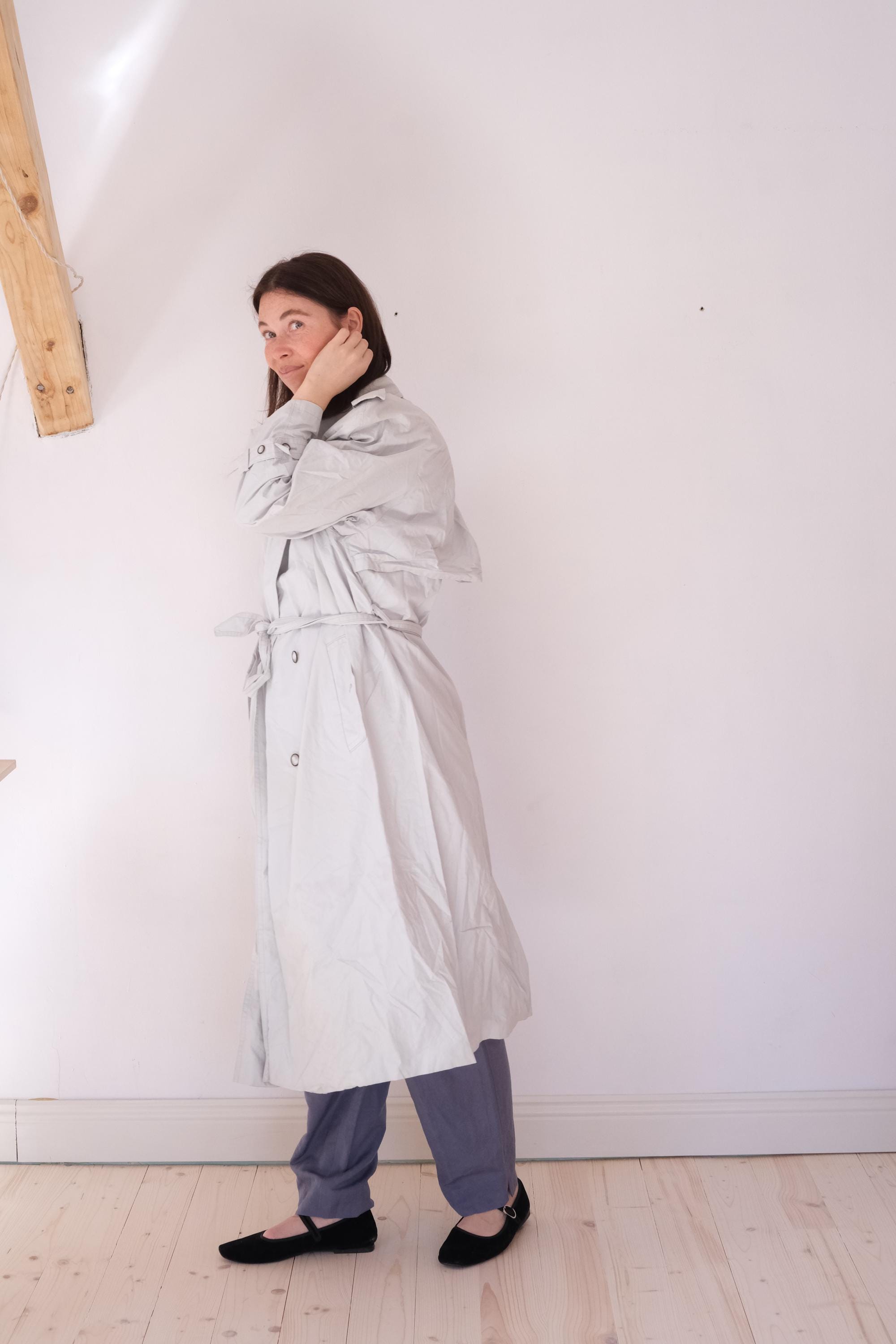 【60s】Euro Vintage Cotton Belted Coat 46 Vintage Grey Cotton Trench Coat Duster Coat Belted - Etsy