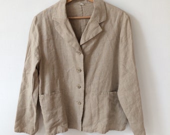 Vintage Linen Beige Blazer Jacket