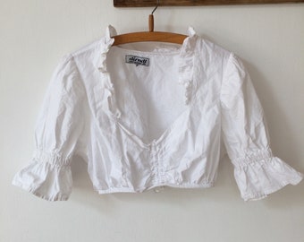 Vintage White Cotton Dirndl Crop Top