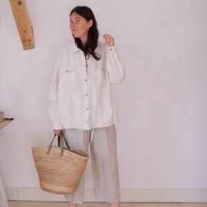Vintage raw Linen Shirt Jacket women's shirt