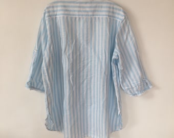 Vintage Striped Linen Oversized Shirt Blouse