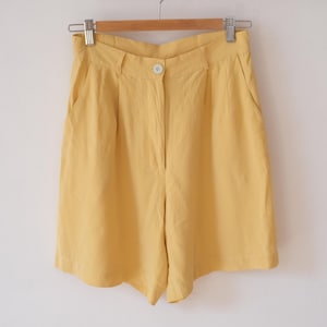 Vintage Silk High Waisted Shorts Pale Yellow
