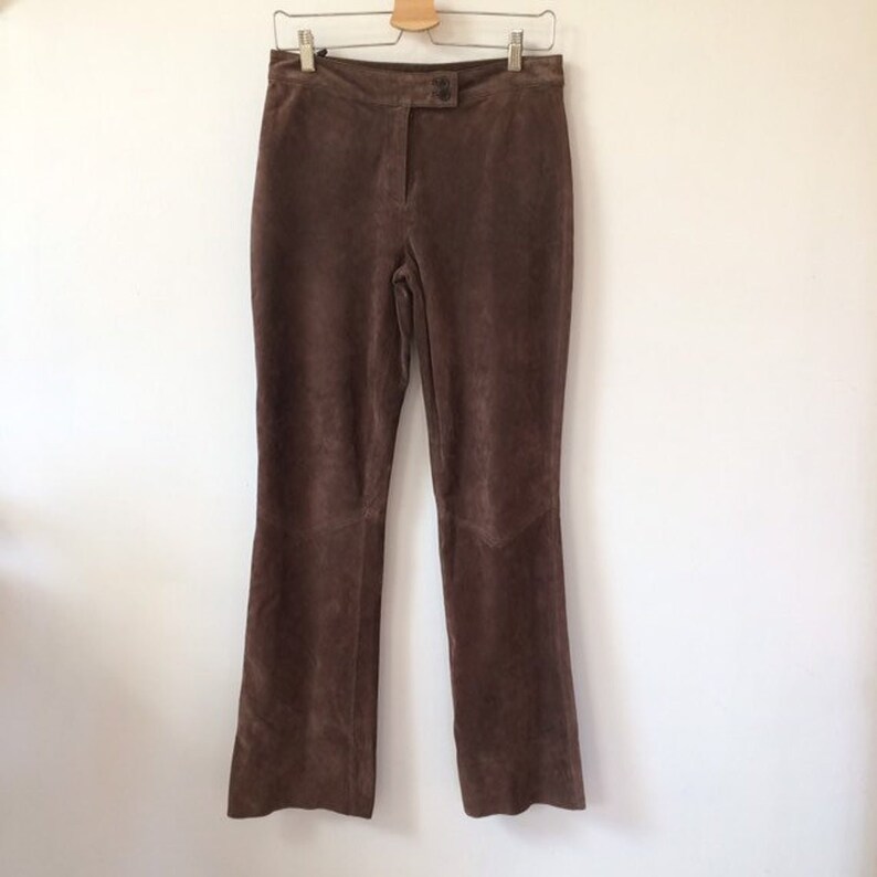 Vintage Brown Real Suede Women's Pants 