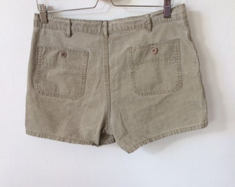 Vintage Cotton High Rise Shorts Khaki