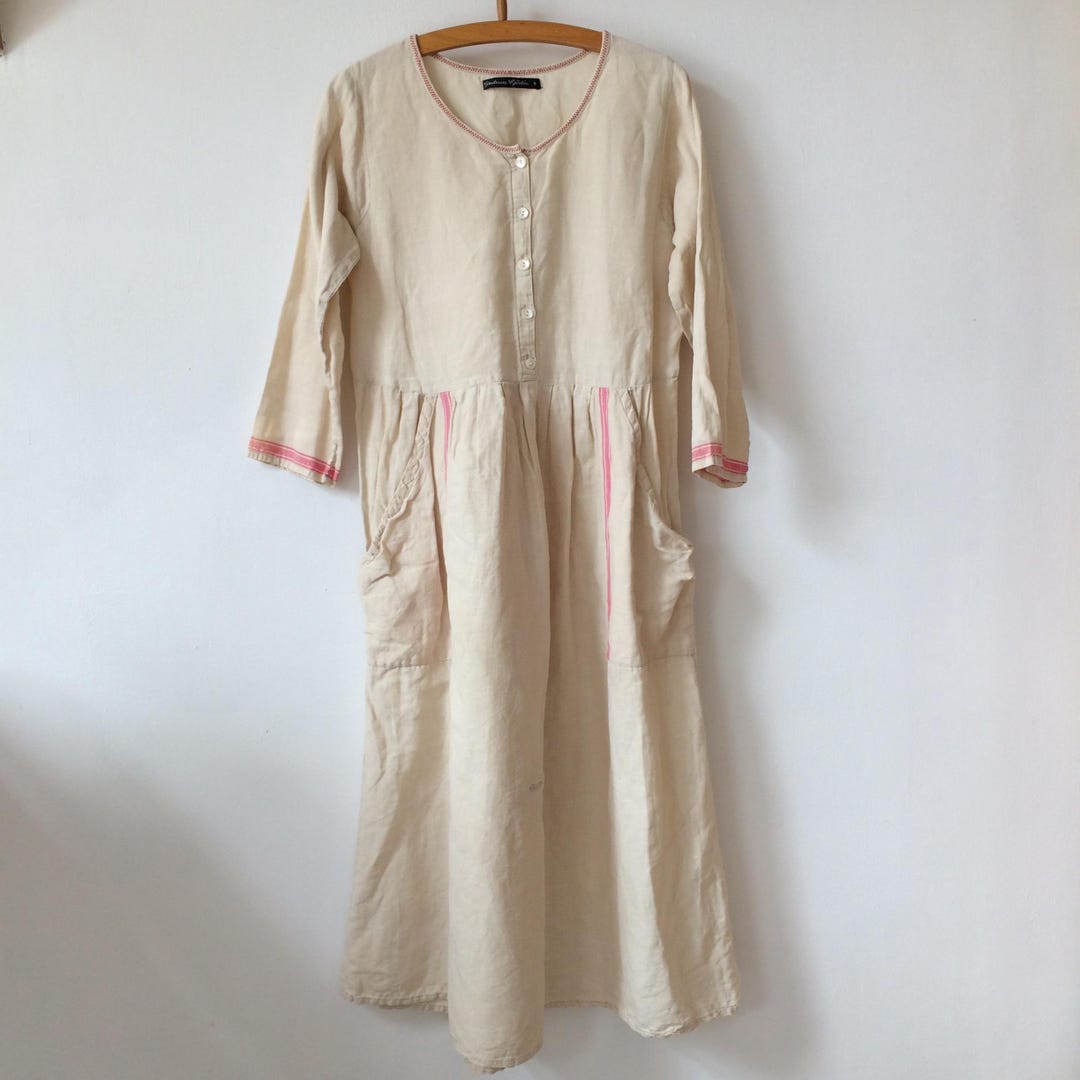 Vintage Gudrun Sjoden Linen Dress Size S Etsy