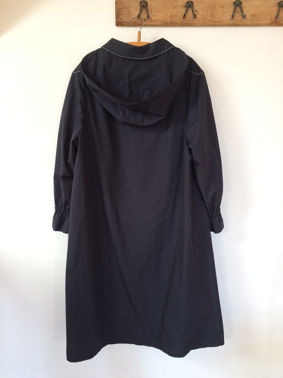 Vintage Navy Trench Coat Hooded Duster Coat - image 5