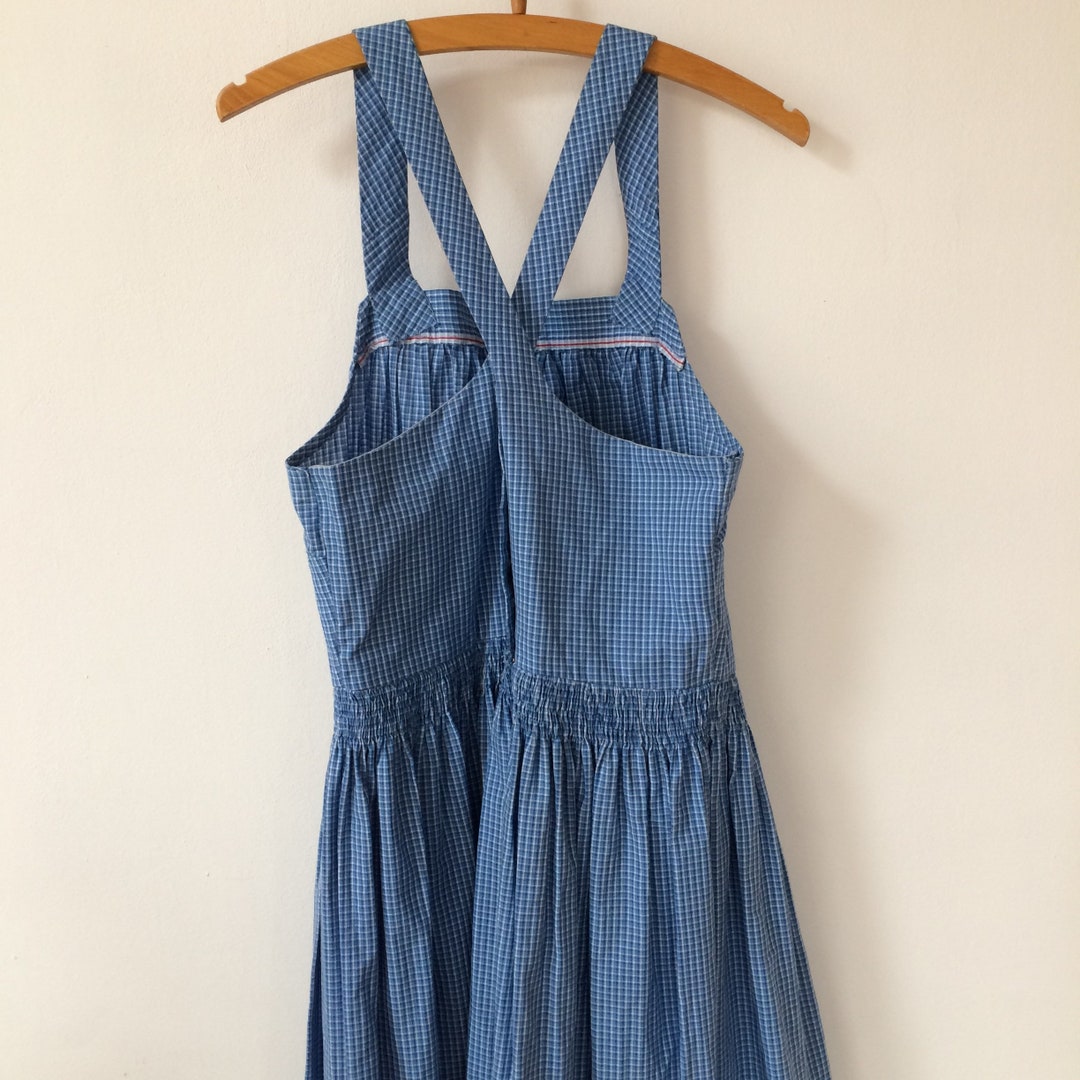 Vintage Crossback Apron Dress Summer Dress Checked Etsy