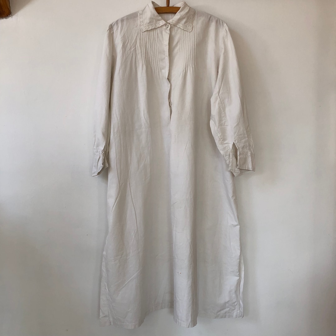 ヴィンテージ ホワイト コットン ドレス 刺繍 レース シャツ ドレス