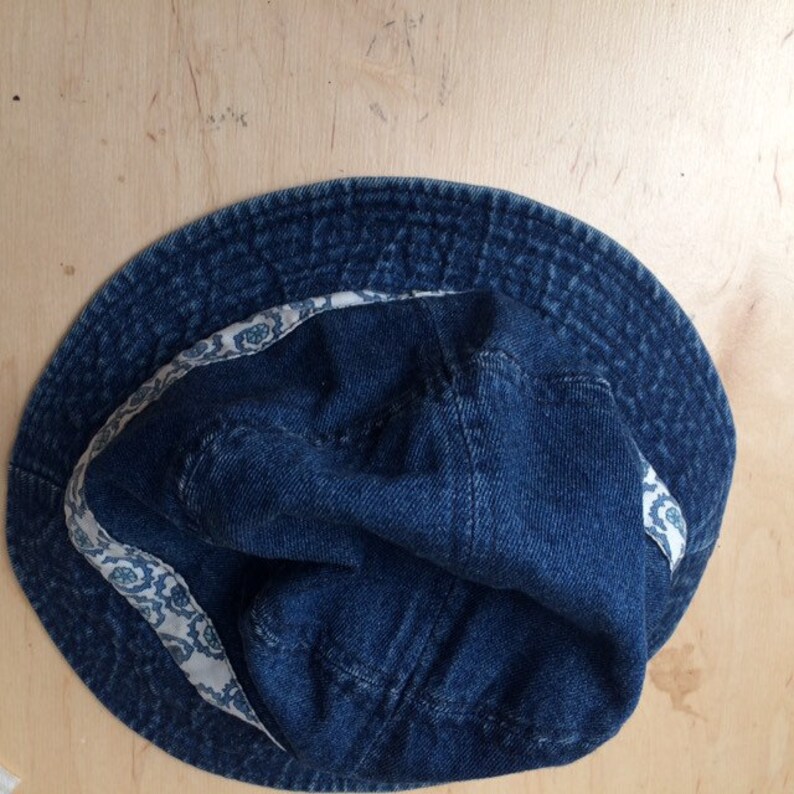 Vintage Denim Bucket Hat Sun Hat Cotton Etsy