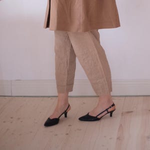 Vintage Real Leather Kitten Heels Slingback sandals
