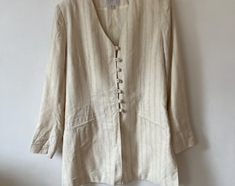 Vintage Beige Striped Blazer Suit jacket