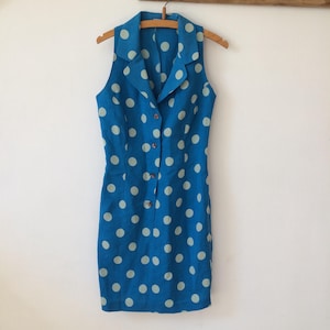 Vintage Silk Polka Dot Pattern Bodycon Dress 70&#39;s mini dress