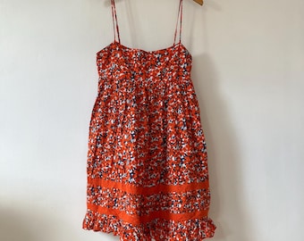 Minivestido de verano de algodón con estampado floral vintage